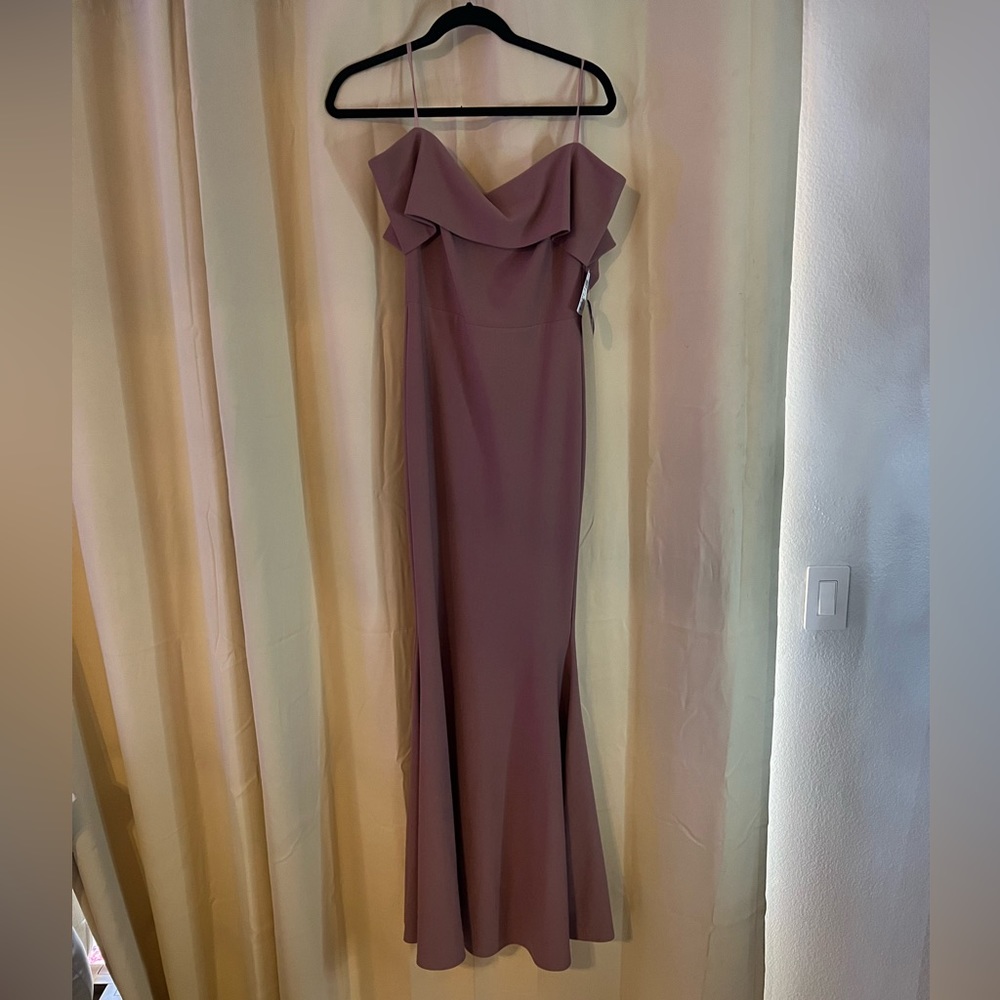Windsor Floor Length Dress Mauve Pink Off The Shoulder Flowy Dress